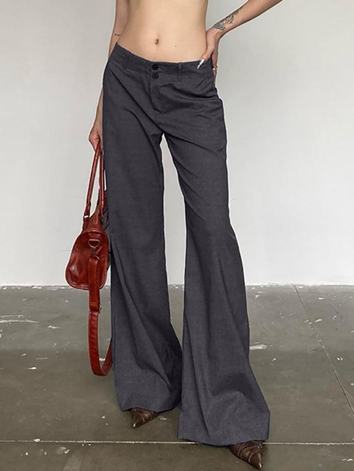 Low Waist Plain Slim-Fit Boot-Cut Pants - LovelyKayley