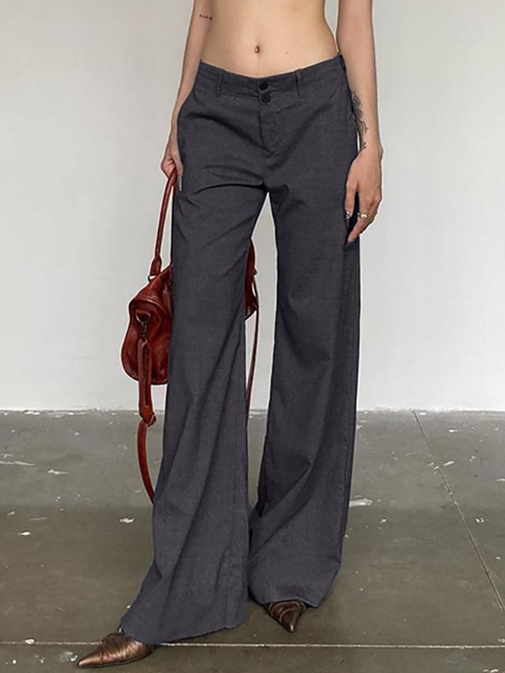 Low Waist Plain Slim-Fit Boot-Cut Pants - LovelyKayley