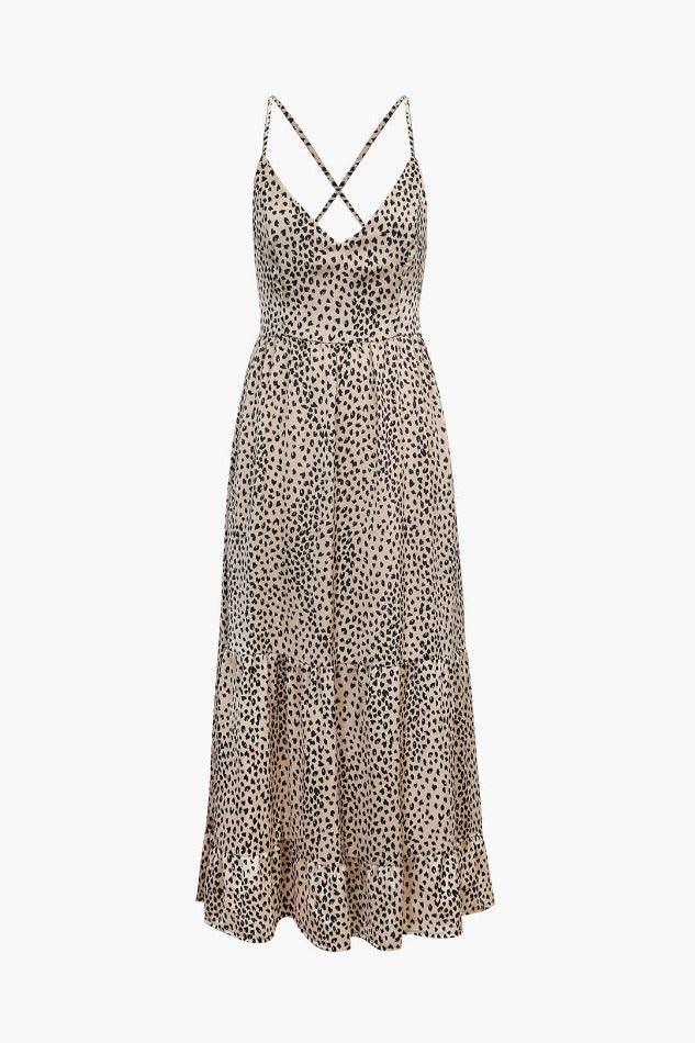 Animal Leopard Print Tie Back V-Neck Maxi Dress - LovelyKayley