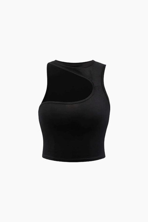 Asymmetric Cut Out Sleeveless Tank Top - LovelyKayley