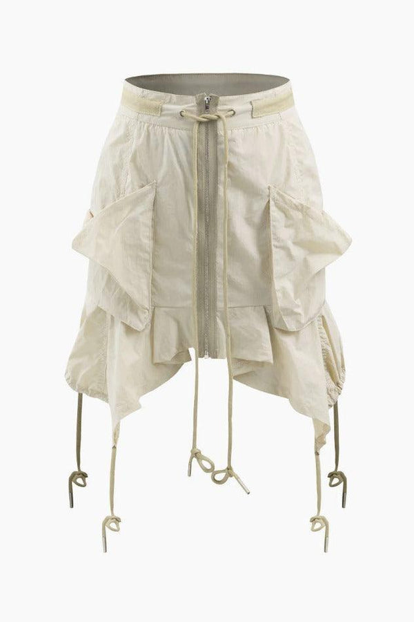 Asymmetric Drawstring Parachute Utility Cargo Skirt - LovelyKayley