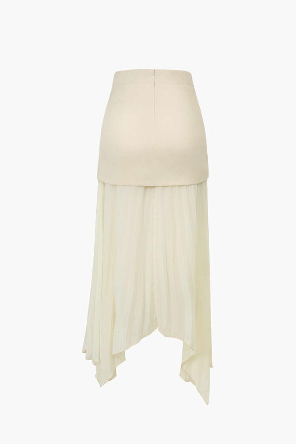 Asymmetrical Pleated Midi Skirt - LovelyKayley