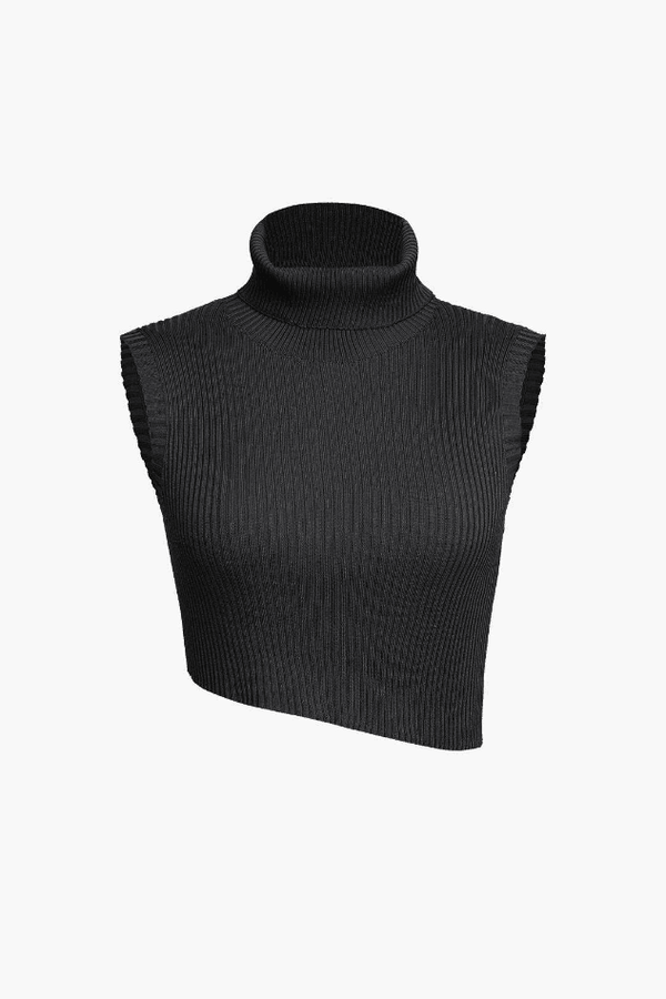 Asymmetry Turtleneck Ribbed Tank Top - LovelyKayley