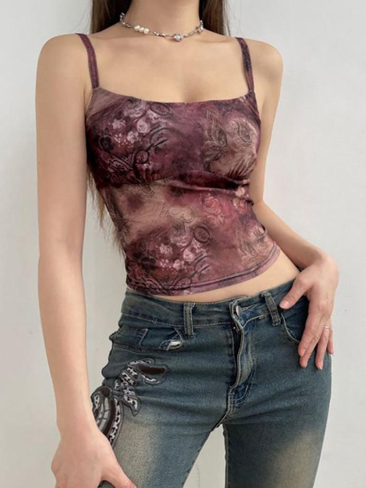 Floral Printed Crop Camisole Top - LovelyKayley