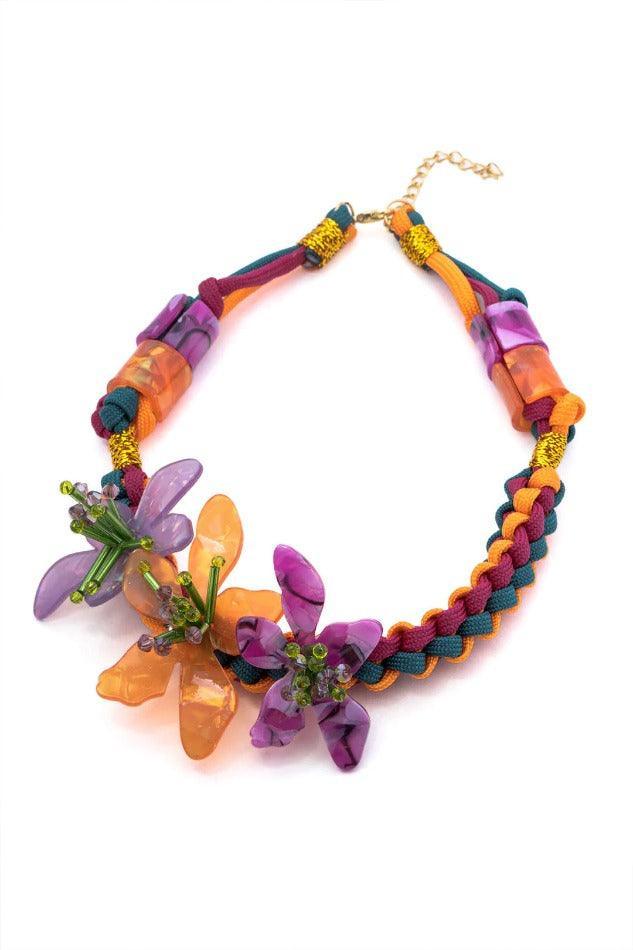 Braided Acrylic Flower Decor Necklace - LovelyKayley