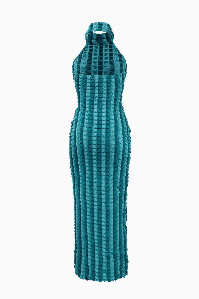 Bubble TextuRed Halter Backless Maxi Dress - LovelyKayley