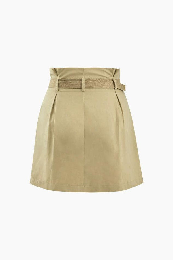 Buckle Waist Zip Up Cargo Mini Skirt - LovelyKayley