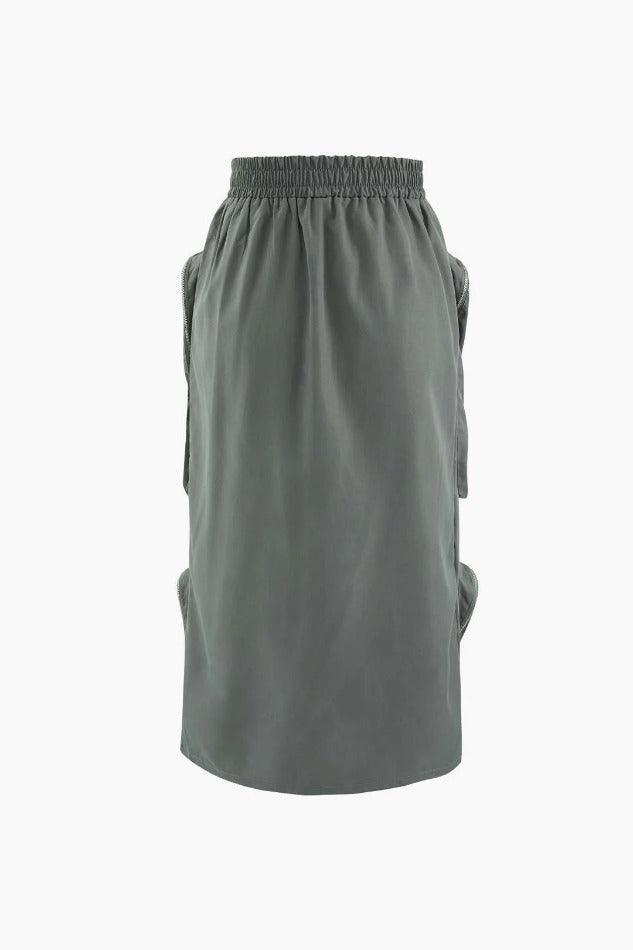 Cargo Multi Pocket Slit Baggy Skirt - LovelyKayley