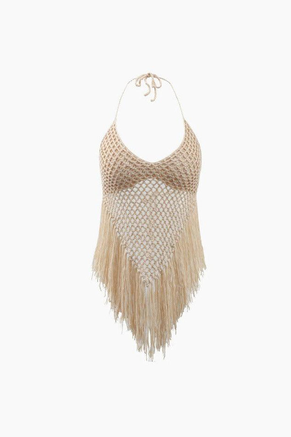 Crochet Fringe Hem Halter Cami Top - LovelyKayley