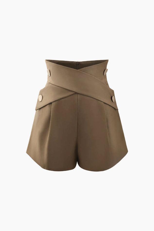 Cross High Waist Tailored Shorts - LovelyKayley