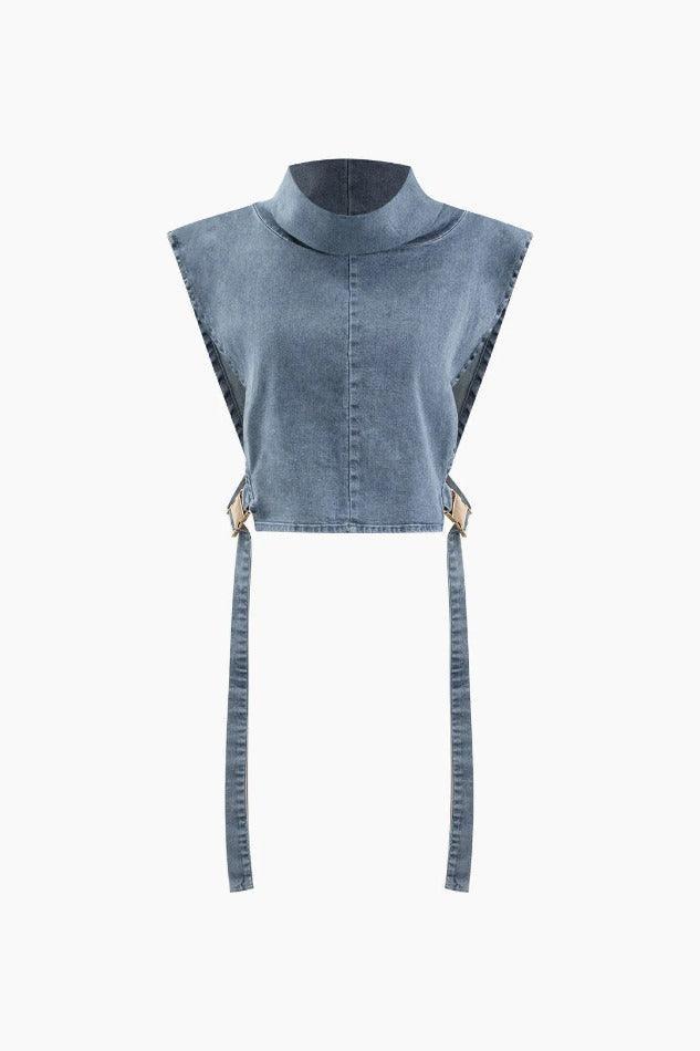 Denim Buckle Sleeveless Top - LovelyKayley