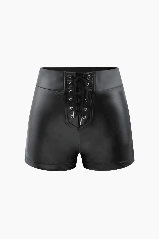 Faux Leather Lace-up Shorts - LovelyKayley