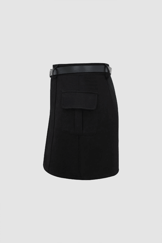 Flap Pocket Belted Mini Skirt - LovelyKayley