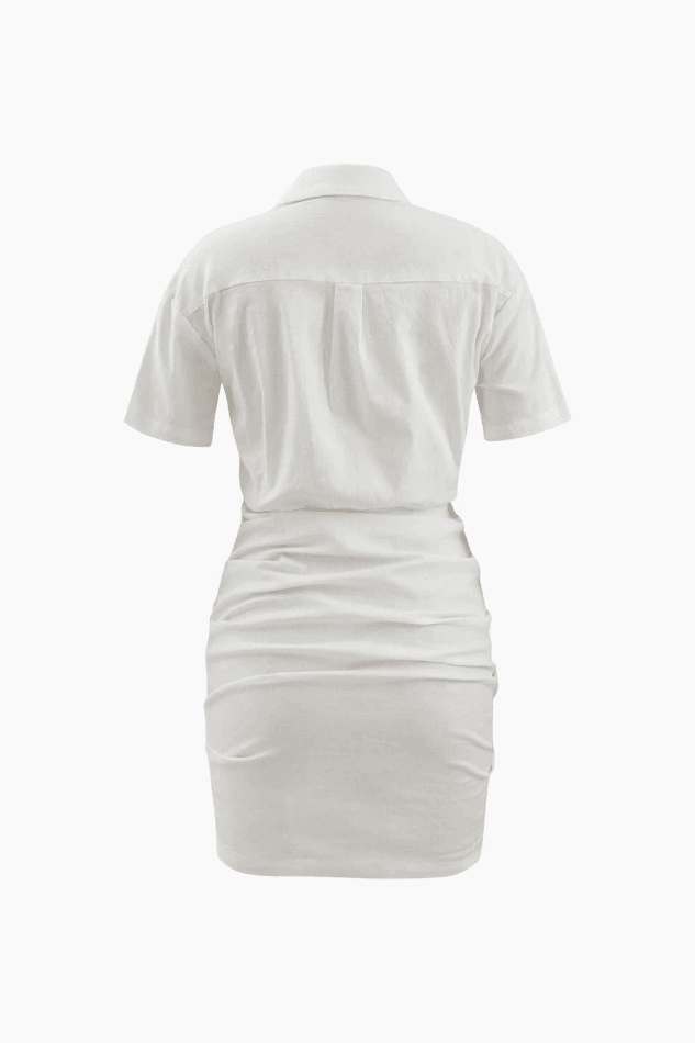 Flap Pocket Cut Out Mini Shirt Dress - LovelyKayley