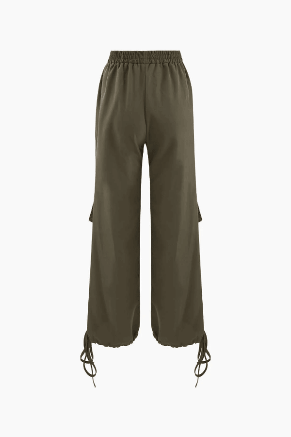 Flap Pocket Drawstring Cuff Cargo Pants - LovelyKayley