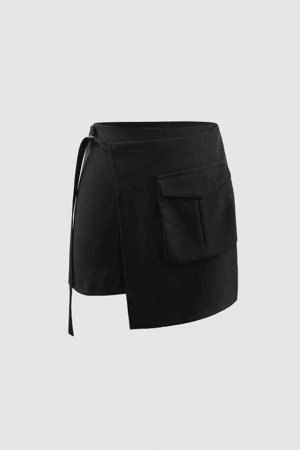 Flap Pocket Wrap Hem Cargo Skirt - LovelyKayley