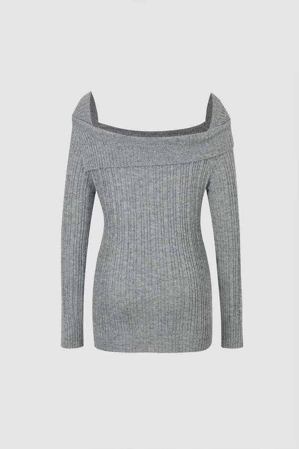 Foldover Neckline Long Sleeve Sweater - LovelyKayley