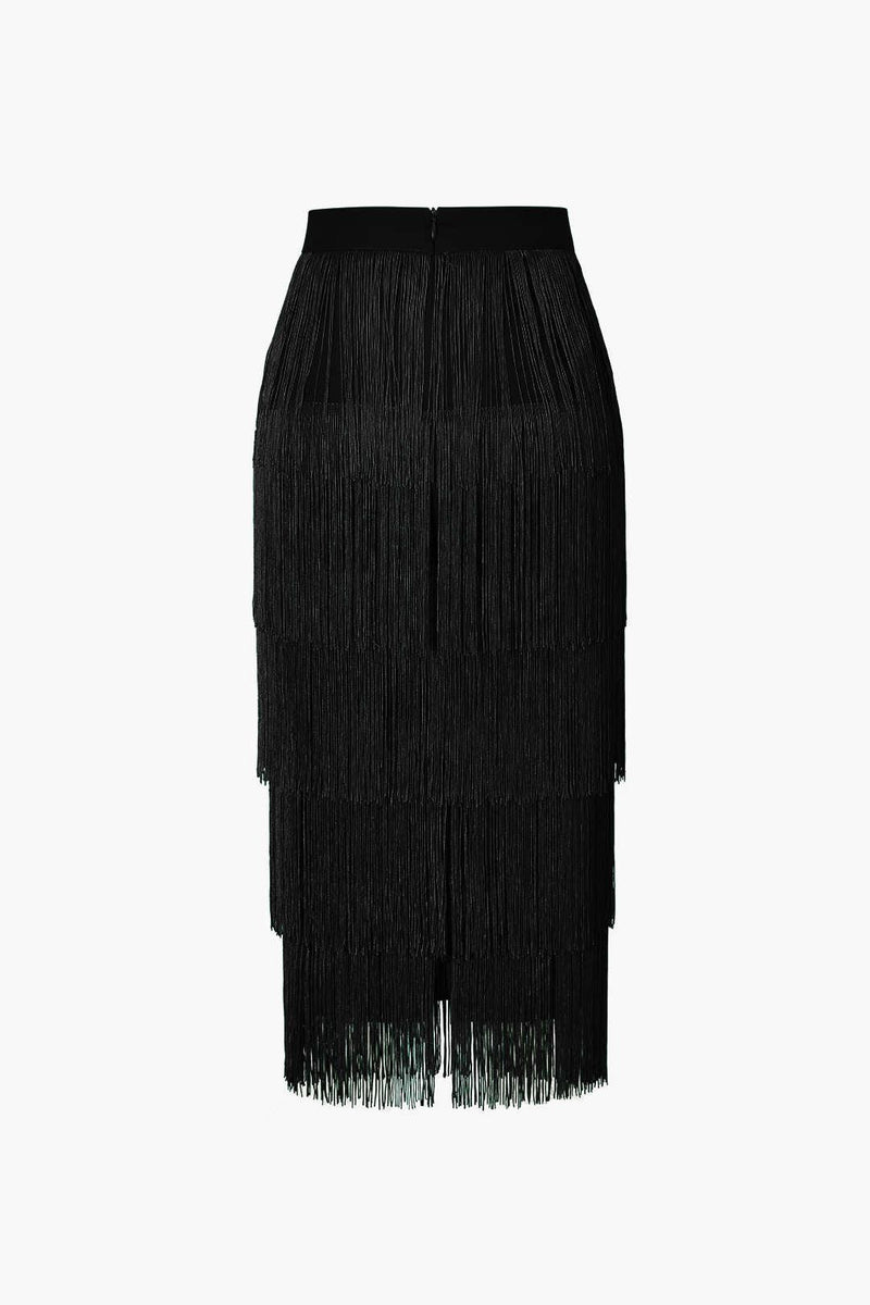 Fringed Layered Midi Skirt - LovelyKayley