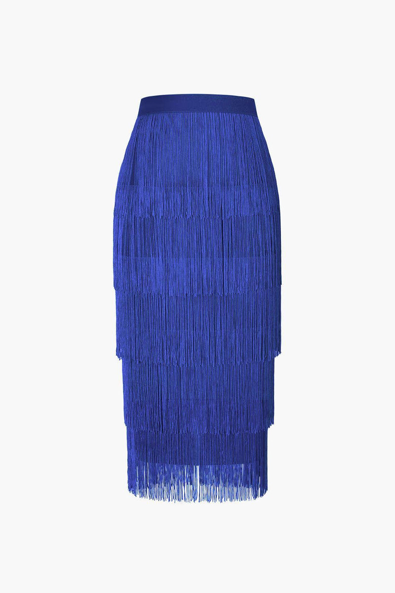 Fringed Layered Midi Skirt - LovelyKayley