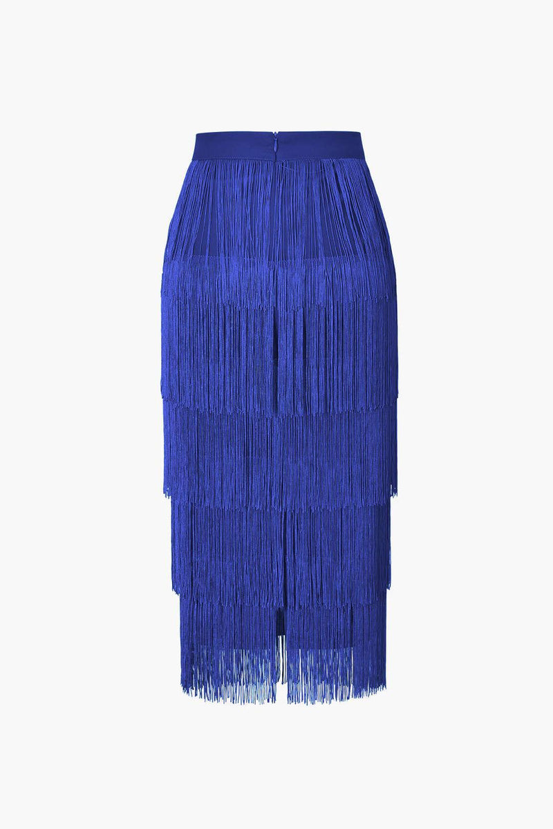 Fringed Layered Midi Skirt - LovelyKayley