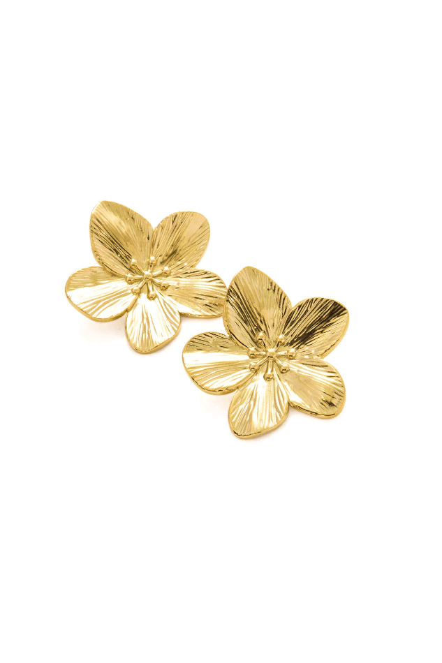 Gold Flower Petals Stud Earrings - LovelyKayley