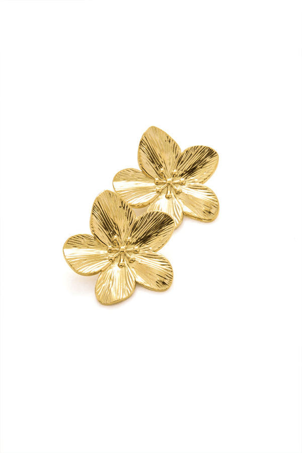 Gold Flower Petals Stud Earrings - LovelyKayley