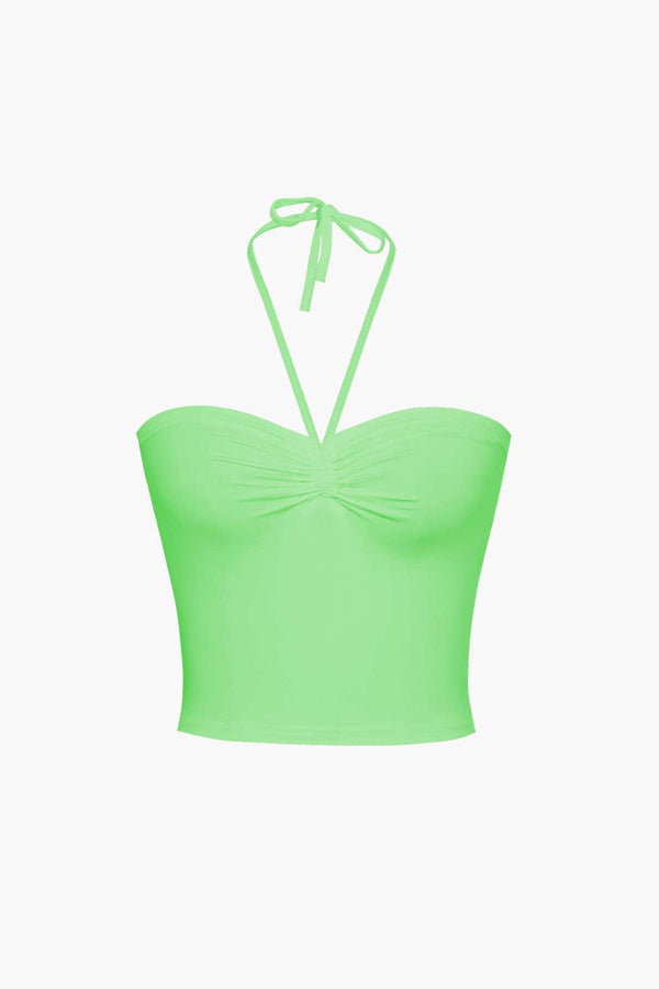 Halter Neck Ruched Tie Up Cami Top - LovelyKayley