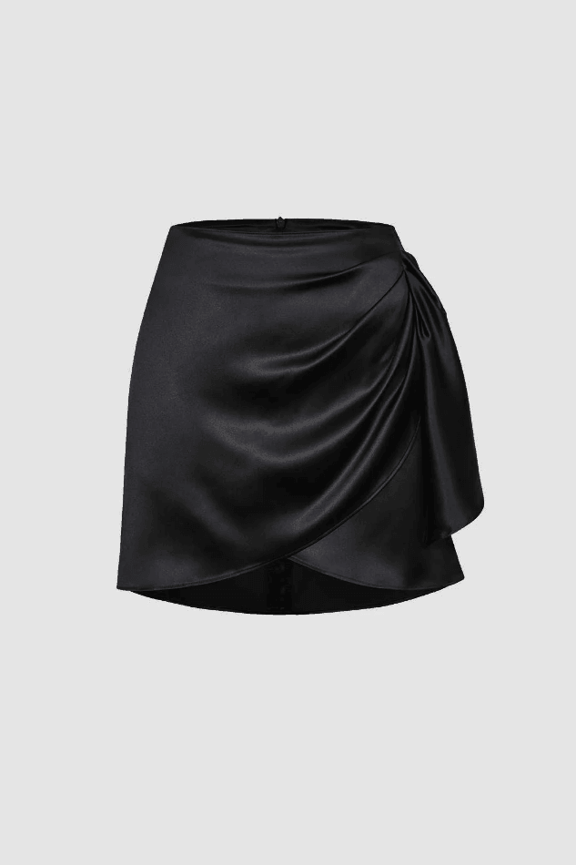 Knot Side Twist Satin Wrap Mini Skirt – LovelyKayley