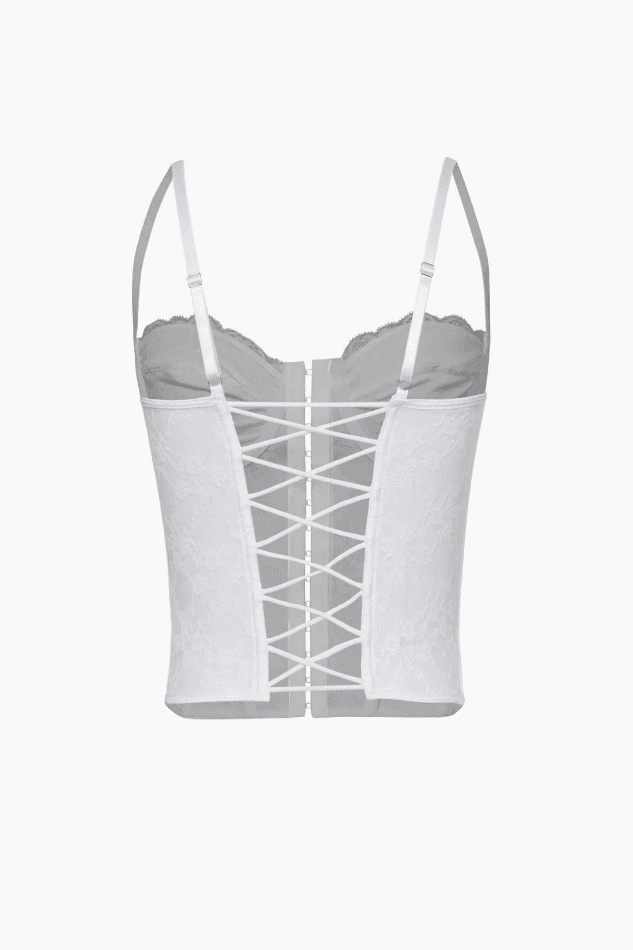 Lace Trim Fishbone Structured Cami Top - LovelyKayley