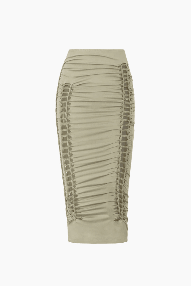 Lattice Side Slinky Maxi Skirt - LovelyKayley