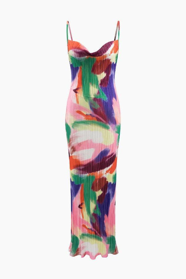 Multi Printed Plisse Strappy Maxi Dress - LovelyKayley