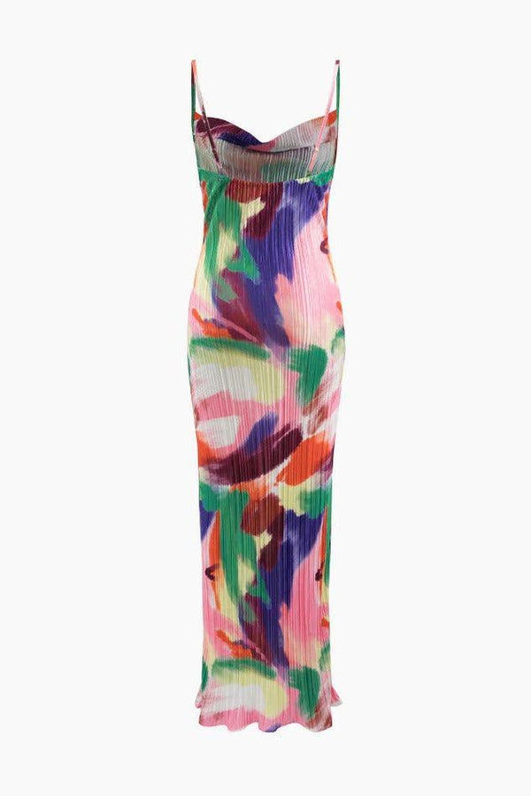 Multi Printed Plisse Strappy Maxi Dress - LovelyKayley