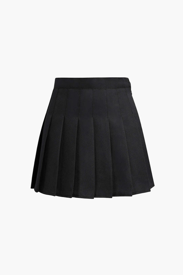 Pleated High Waist Mini Skirt - LovelyKayley