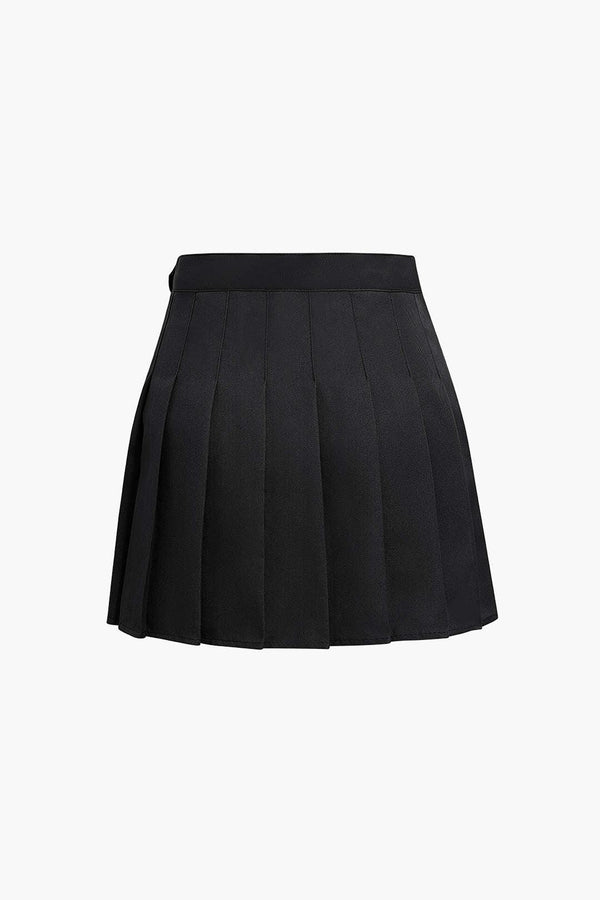 Pleated High Waist Mini Skirt - LovelyKayley