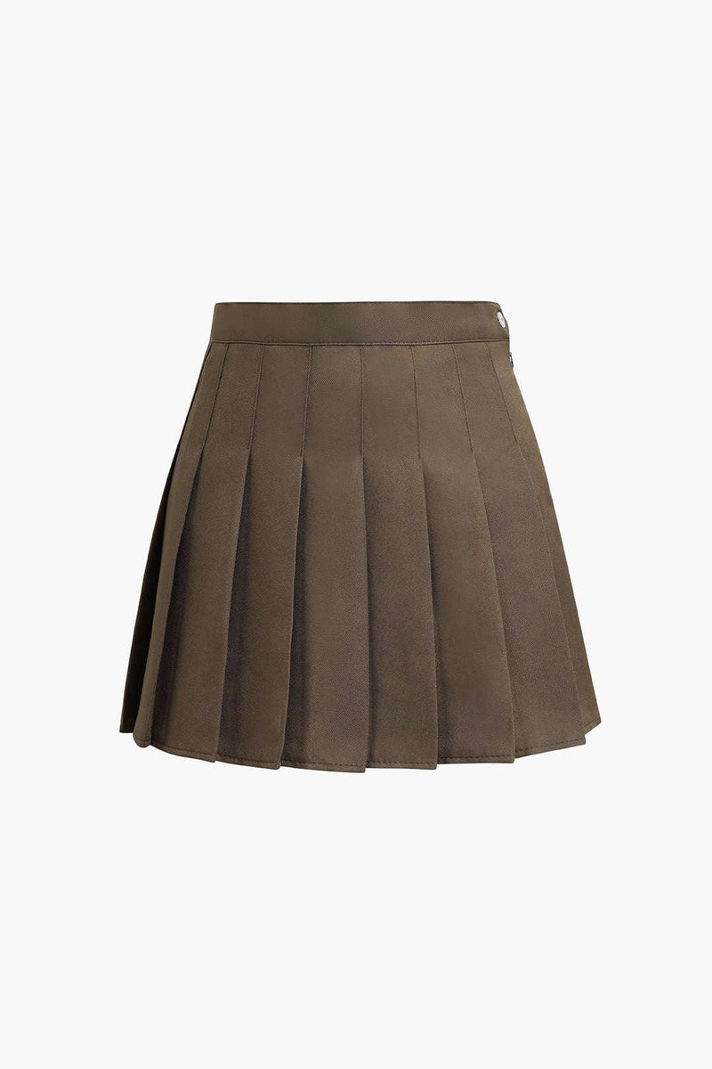 Pleated High Waist Mini Skirt - LovelyKayley