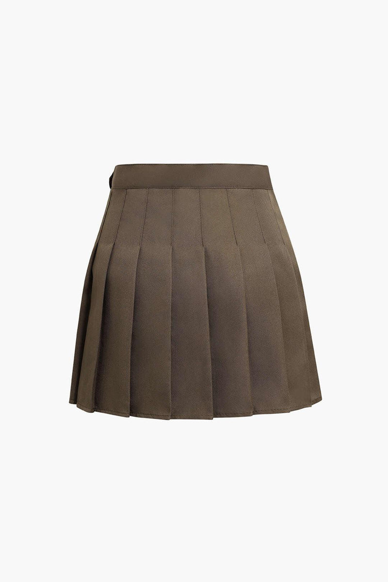 Pleated High Waist Mini Skirt - LovelyKayley