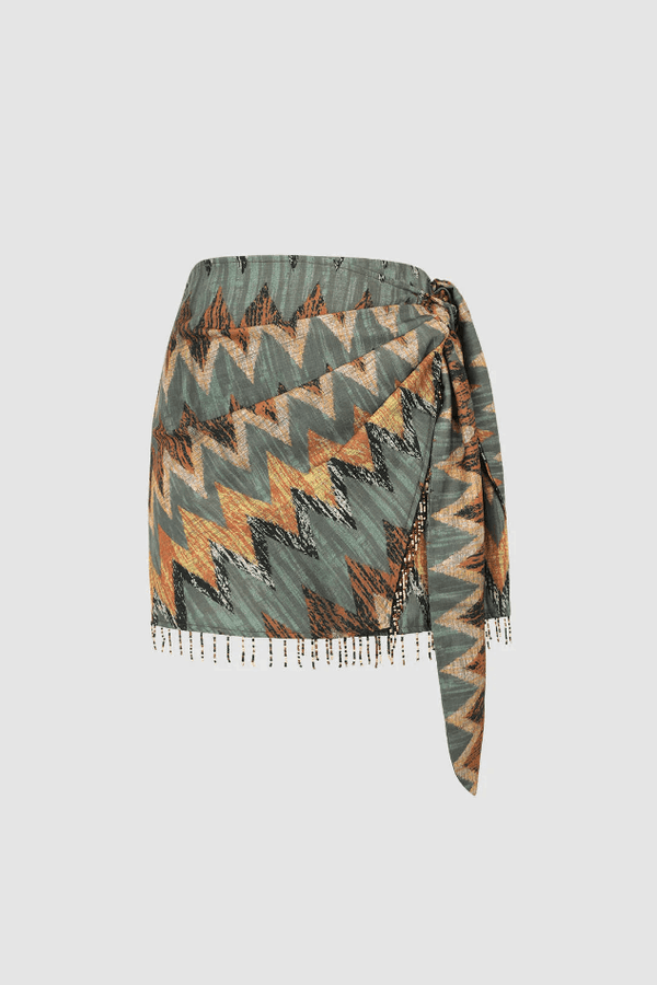 Printed Tassels Mini Skirt - LovelyKayley