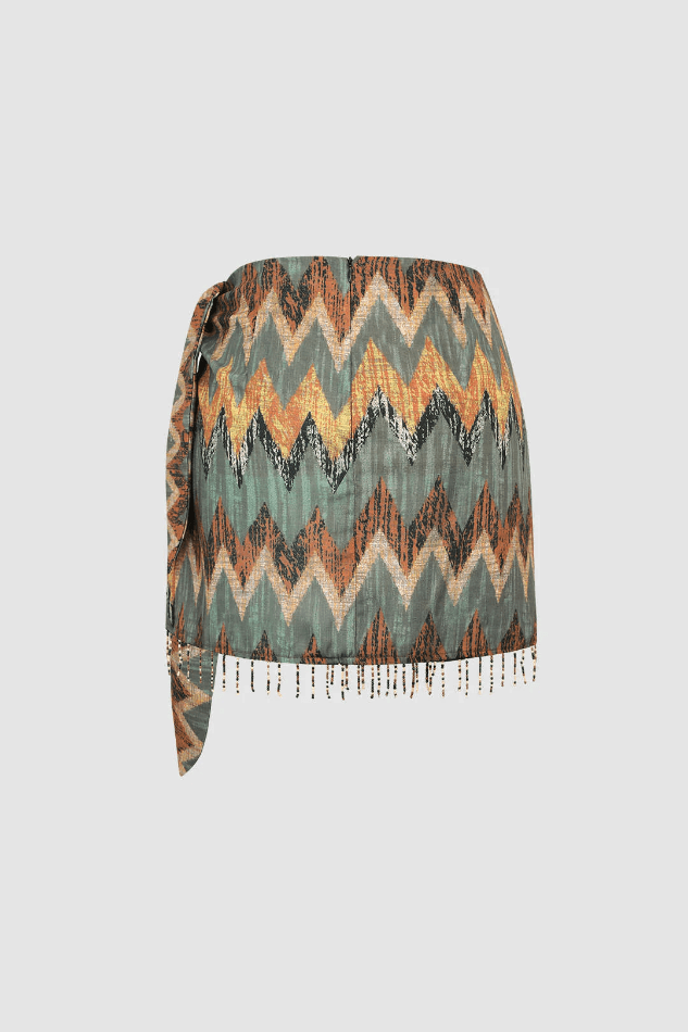 Printed Tassels Mini Skirt - LovelyKayley