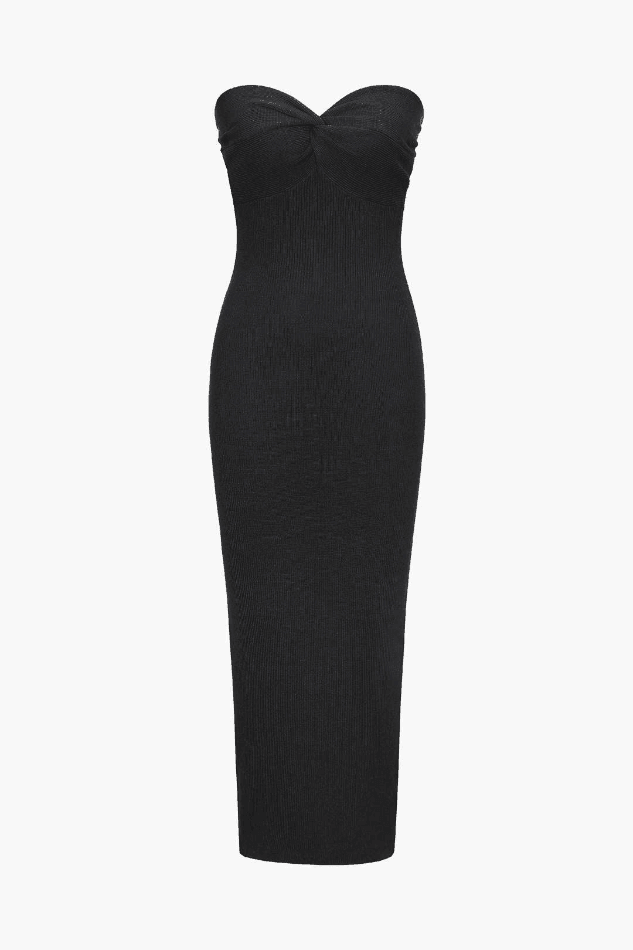 Ribbed Twist Knot Front Strapless Midi Dress – LovelyKayley