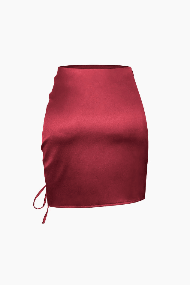 Ruched Waist A-Line Drawstring Mini Skirt - LovelyKayley