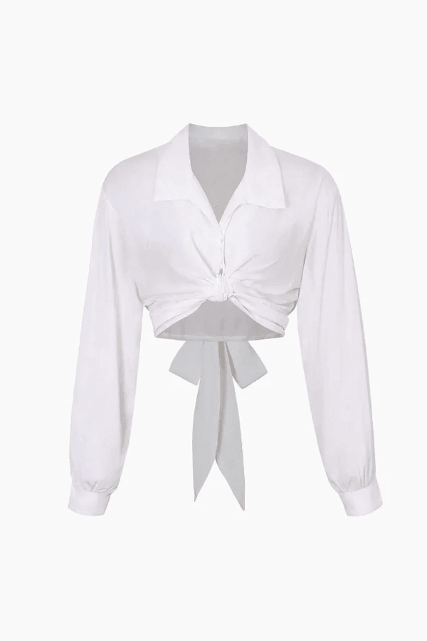 Ruffled Bow Tie Waist Blouse - LovelyKayley