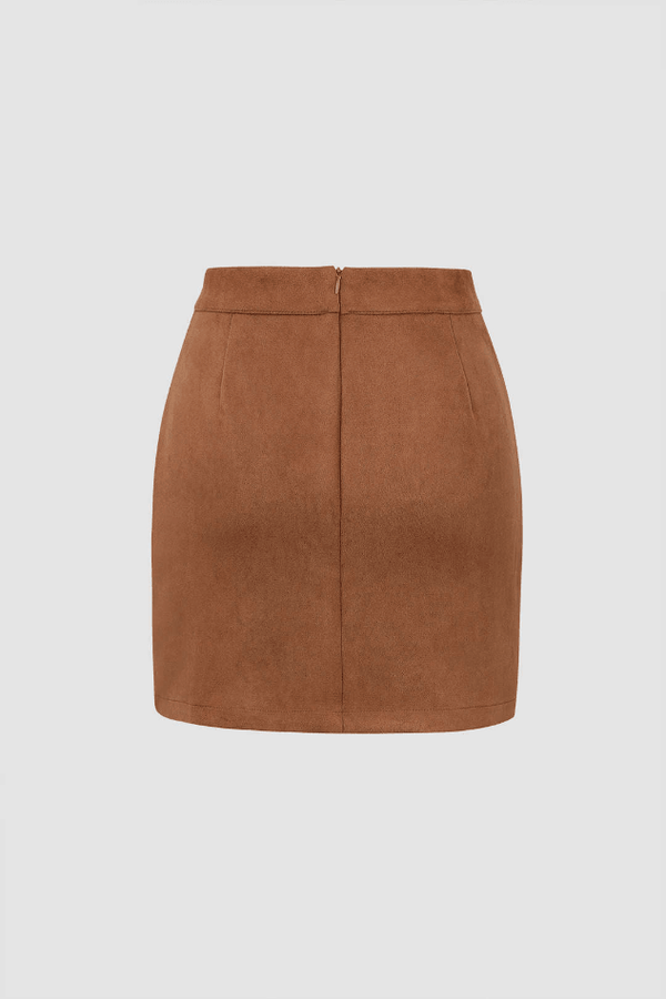 Side Slit Faux Suede Mini Skirt - LovelyKayley