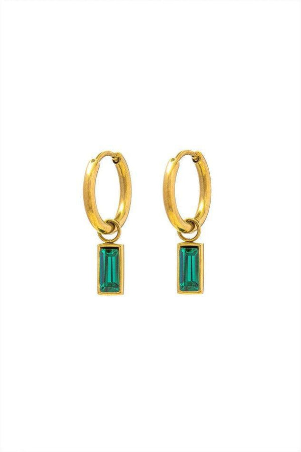 Square Emerald Charm Earrings - LovelyKayley