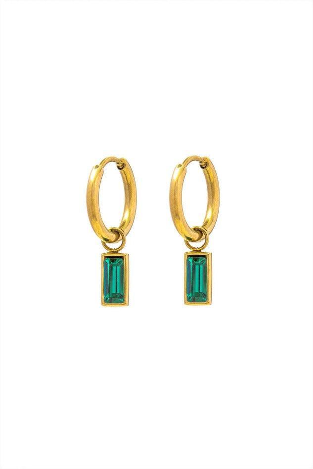 Square Emerald Charm Earrings - LovelyKayley