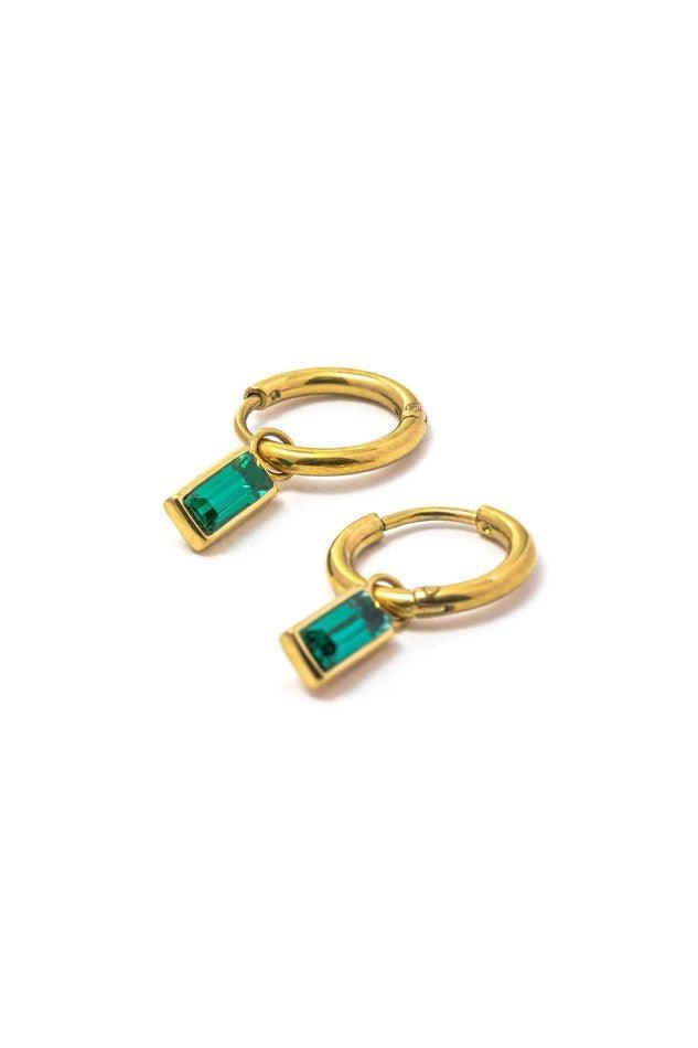 Square Emerald Charm Earrings - LovelyKayley