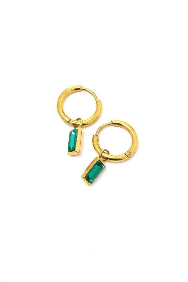 Square Emerald Charm Earrings - LovelyKayley