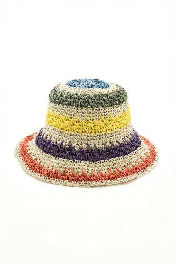 Stripe Pattern Crochet Knit Bucket Hat - LovelyKayley