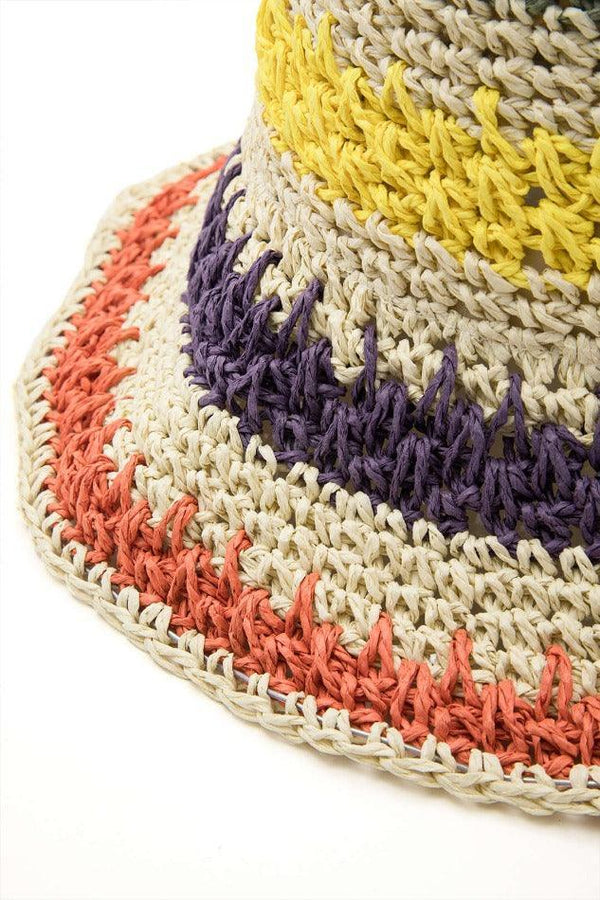 Stripe Pattern Crochet Knit Bucket Hat - LovelyKayley