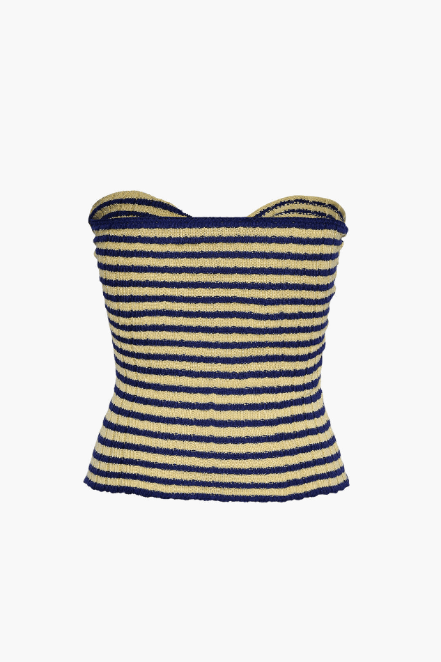 Stripe Pattern Twist Front Tube Knit Top - LovelyKayley