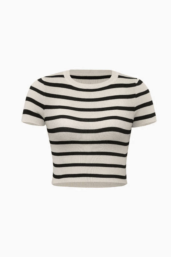 Stripe Short Sleeve Knit Top - LovelyKayley